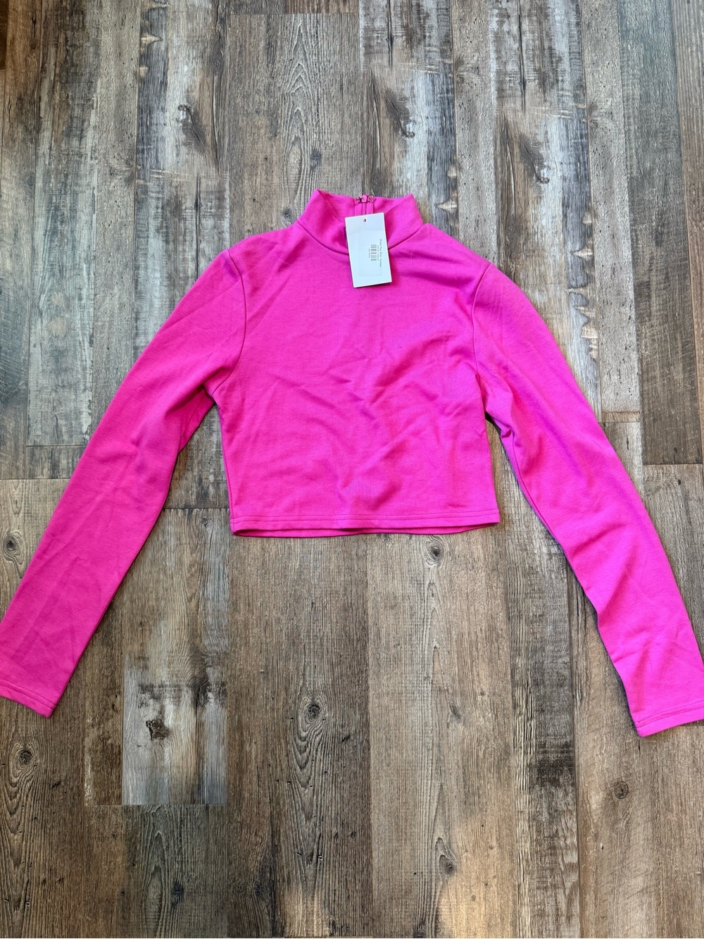 Pink Cropped Mockneck